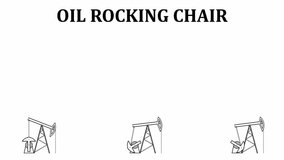 Template of Form for Animated Black and White Oil Rocking Chair. Silhouette of Pump Oil Rig Isolated on White Background. Loop Seamless Stock Footage. 3D Graphic