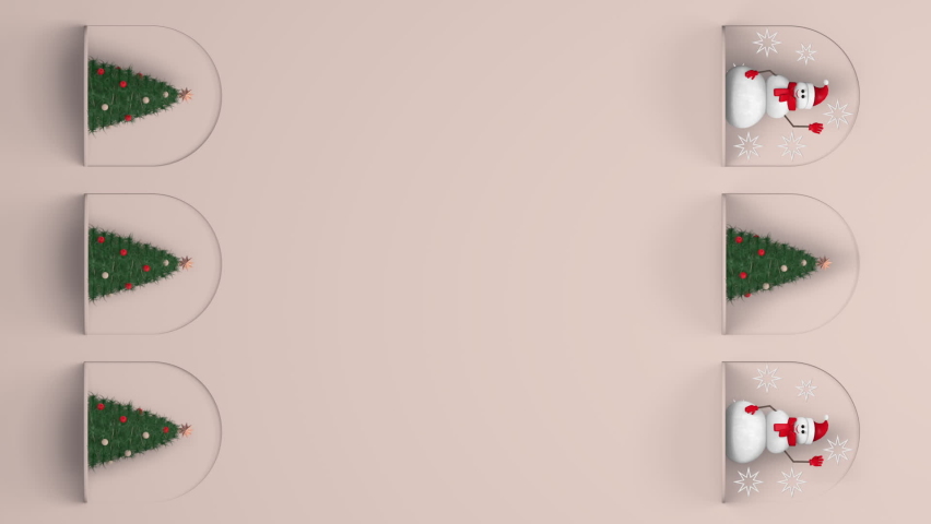 Christmas and new year card with free space and rotating icons on beige background. 3d rendering, seamless loop, vertical orientation - Powered by Shutterstock - Get 15% off with code: PIKWIZARD15