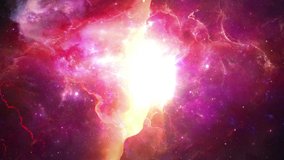 4K 3D Outer space animation Red Pink Space flight to Helix nebula eye of God in Deep Space. Flying star field in to flare light at center. Universe Space Loop background. Dust particles Clouds. - Powered by Shutterstock - Get 15% off with code: PIKWIZARD15