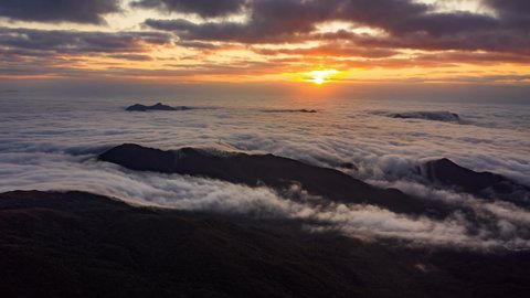 Tai Mo Shan Cloud Sea Sunrise Hyper Lapse, Hong Kong Mountain View