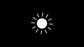 white sun on a black background. weather forecast icon.