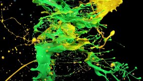 green, yellow oil paint splash splatter in slow motion closeup. - Powered by Shutterstock - Get 15% off with code: PIKWIZARD15