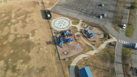 4K shot of playground during covid crisis, shot from drone