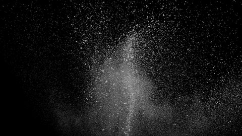 Snowing powder explosion particle backdrop.