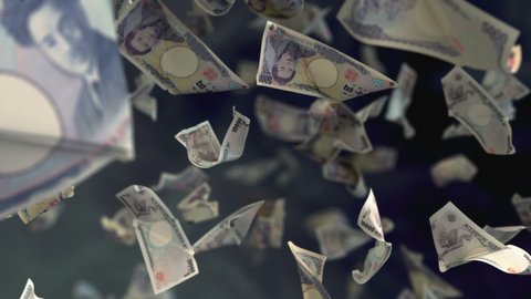 Falling Japanese Yen banknotes 4K Loop