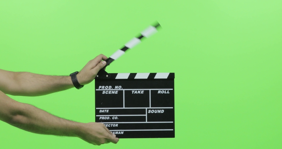 Clapper board used on green screen Royalty-Free Stock Footage #1063872109