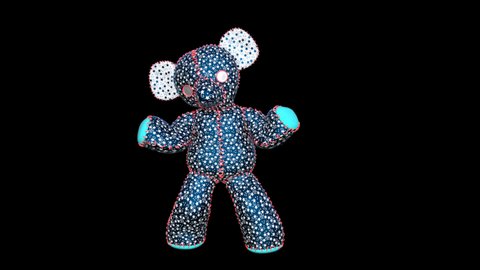 toy rag doll bear dancing, animation, transparent background