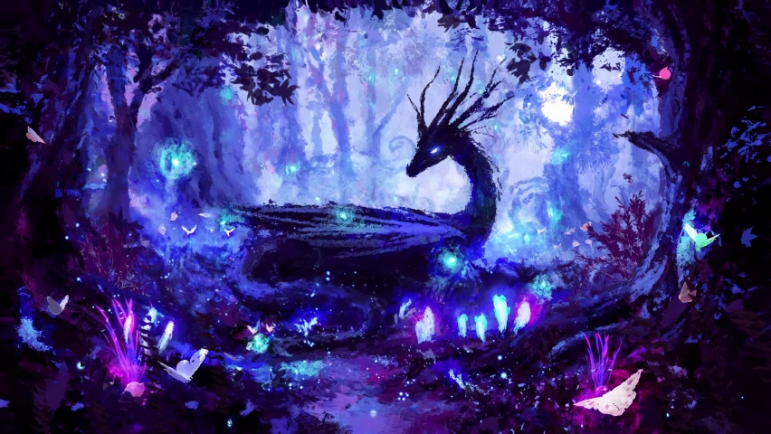 beautiful black dragon night forest peacefully Stock Footage Video (100 ...