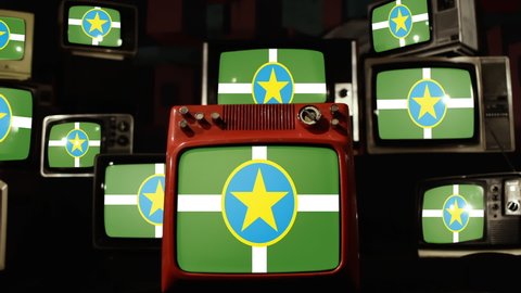 Flag of Jackson, Mississippi, and Vintage Televisions.
