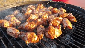 Chicken wings on barbeque grill
