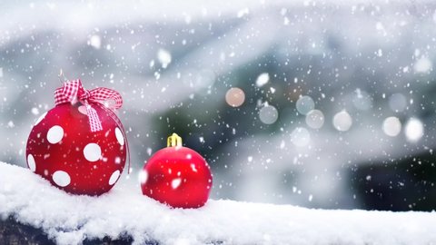 Merry Christmas 4K Animation - Happy Christmas and Christmas Tree Winter Snow Fall Winter Background . Christmas Theme and Xmas Background Footage.
