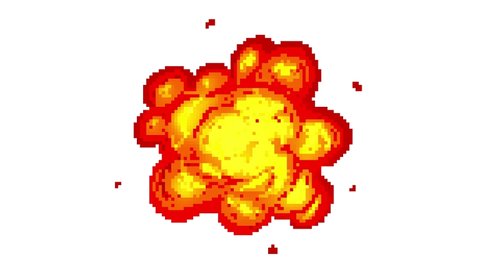 Pixel Art Explosion Animation isolated on white background, black background and green background