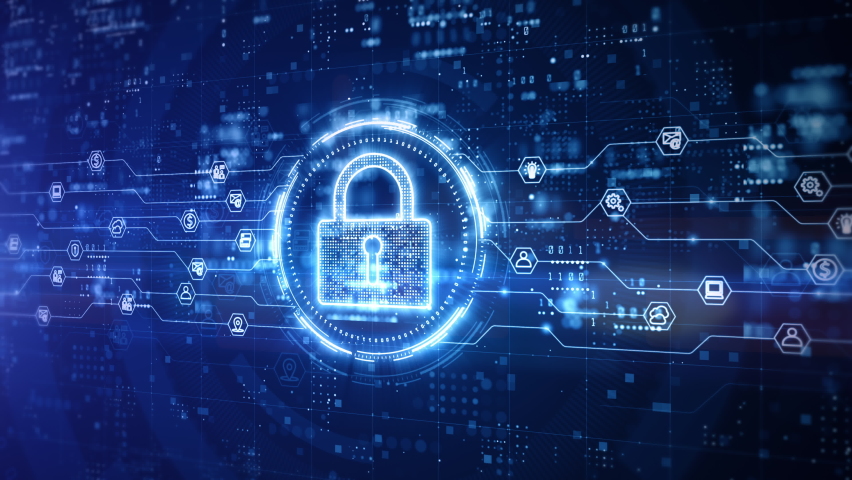 Padlock of Cyber Security Digital Data, Technology Global Network Digital Data Protection, Future Background Concept | Shutterstock HD Video #1063916917