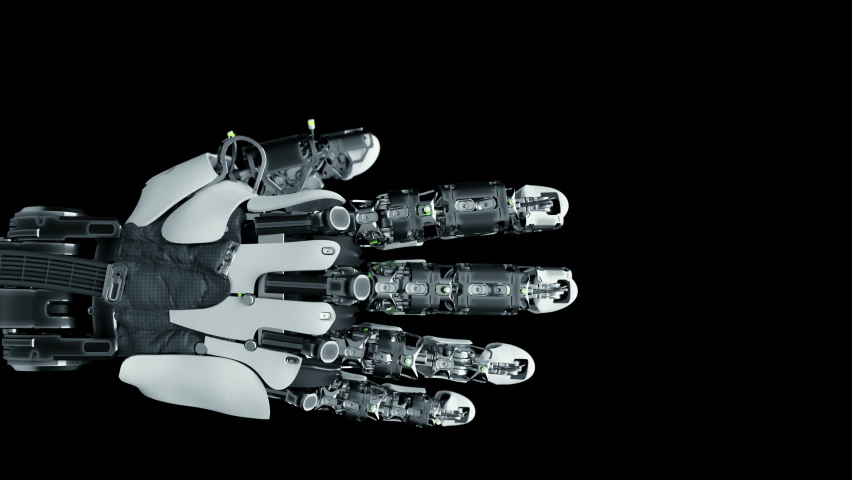 Close-up Part of Robotic Arm which Learn Visualization Thumb Up Gesture. Training Robot Hand Moving in Laboratory Industry Four. Modern Concept Ai Programming Control Technology Hardware Manipulator Royalty-Free Stock Footage #1063919803