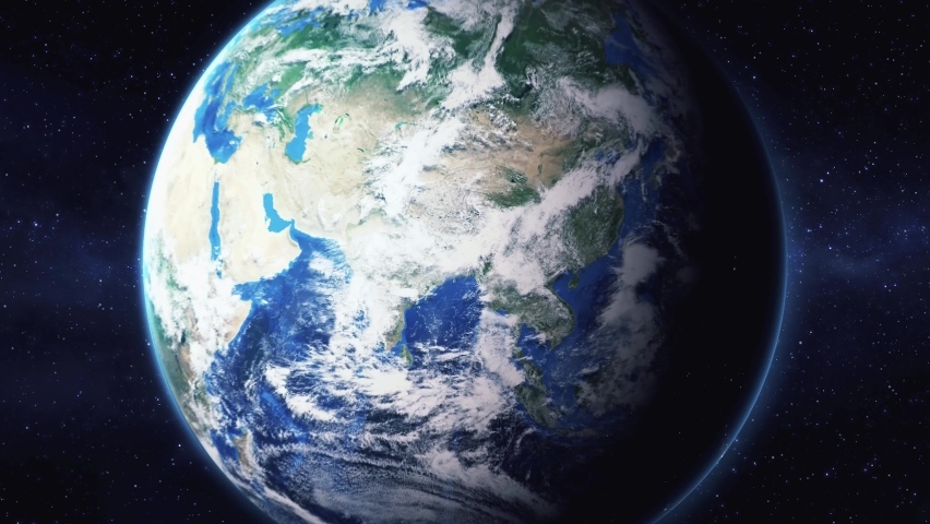 Zoom in from space and focus on Japan Niigata. 3D Animation. Background for travel intro. 