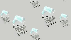 Shopping cart animation pattern. Safe delivery looped video. Pandemic online retail concept. New normal