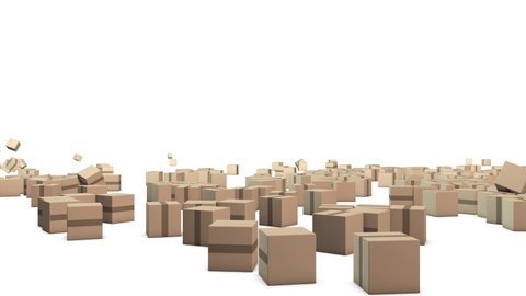 Rolling shipping boxes, 3d rendering