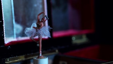 Antique Ballerina Music Box Rotating, Cinematic Detail