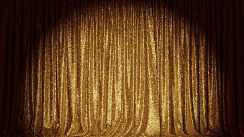 Realistic 3D animation of the golden stage curtains rendered in UHD, alpha matte is included Royalty-Free Stock Footage #1063946650