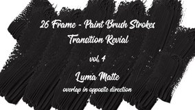 A set of abstract brush strokes for a frame transition with luma matte - transparency. The transition disappears in the opposite direction as it appears. Perfect for motion graphics, slideshows, matte