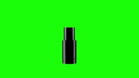 Stylish red lipstick in black tube on green chromakey
