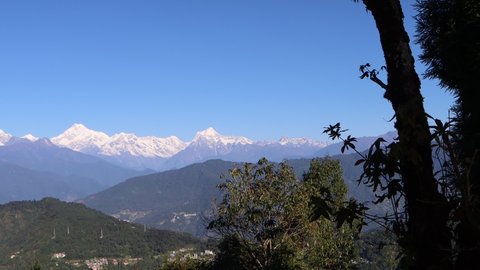 Panoramic view of Kangchenjunga peak ranges, Himalaya mountain, tourist attraction