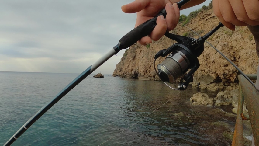 fishing rod and beautiful seascape