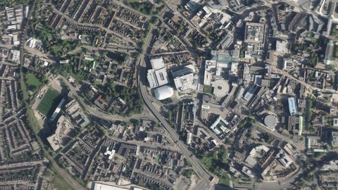Zoom in from space and focus on United Kingdom Coventry. 3D Animation. Background for travel intro. 