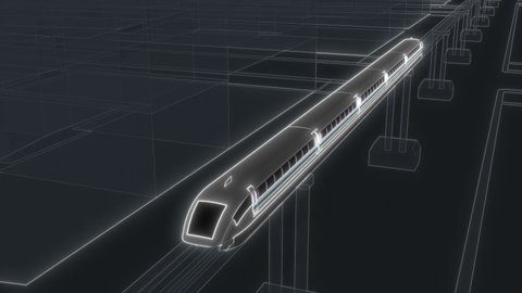 Maglev magnetic levitation train in sci fi futuristic style 3d 4k