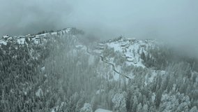 Snow Mountain Road 4k Drone Footage