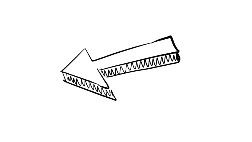 Handmade sketch arrow sign blac and white