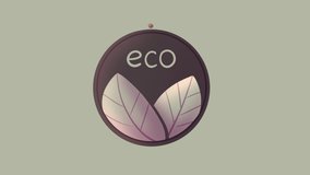 Eco logo animation for organic products, natural cosmetics, perfume, spa. Eco friendly premium brands emblem. Green leaf icon, sprout sign  4K Video, motion graphic .