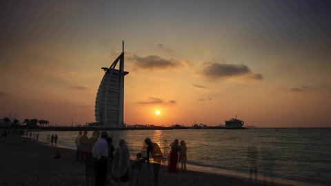 Dubai sunset beach view timelapse