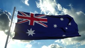 The national flag of Australia blowing in the wind against a blue sky - Powered by Shutterstock - Get 15% off with code: PIKWIZARD15
