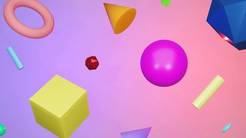 3d abstract geometric background colorful concept. looping animation, simple geometric shape colorful, with moving and rotating shape animation. for your wallpaper, presentation, social media content.