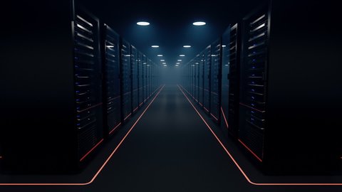 server room with racks, data center, 3d render