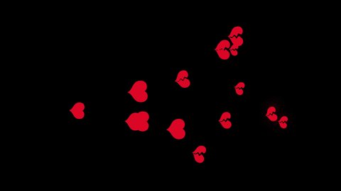 Animation of heart shape that cracks and breaks into pieces. The symbol of broken separated heart. Red heart is broken. Icon of sadness, uninlove, it hurt, unrequited love, illness. 4K, Alpha channel.