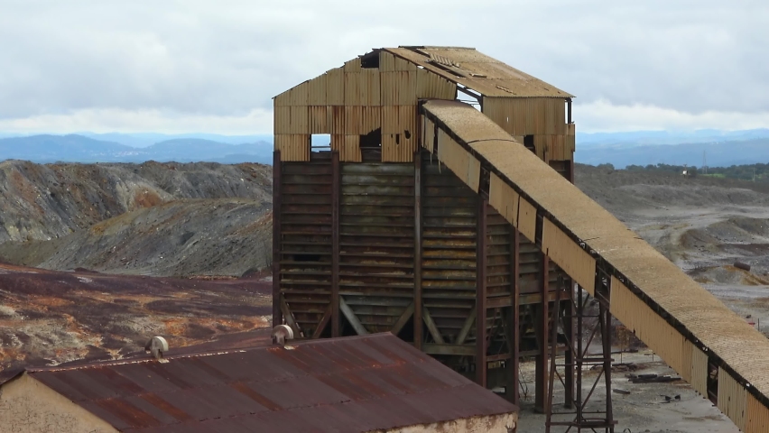 Remains of abandoned mine of copper, gold and silver in Tharsis village in Huelva, Andalusia, Spain