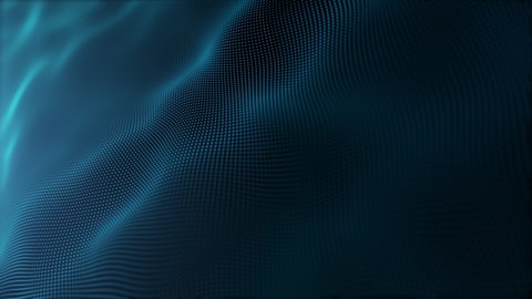Abstract digital particle blue wave and light abstract background animation cyber or technology background. 4k seamless loop