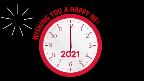 Twelve o Clock on New Years Eve. Face of antique clock, indicating midnight. Adorable New Year celebration, Happy New Year 2021, Greeting video, Animated Video 