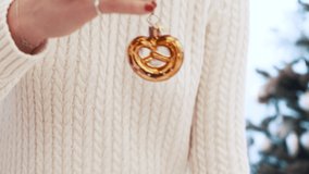 Girl with a white hat in the forest with a backpack and hiking sticks in winter. Back view - Powered by Shutterstock - Get 15% off with code: PIKWIZARD15