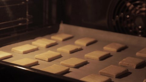 Timelapse shot of puff pastry rising in the oven