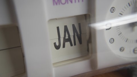 The clock changing the month continuously with zooming in