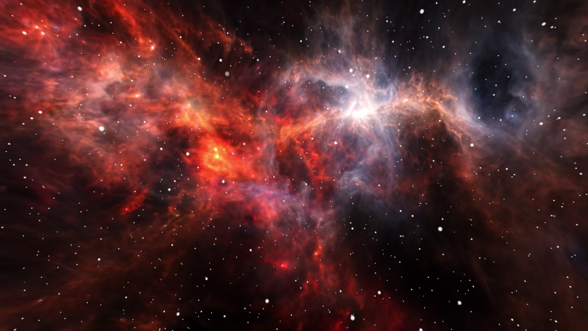 Abstract of warp or hyperspace motion space flight into the dusty side of the Sword of Orion. 4K 3D rendering. Hyperspace Flight Through Space Galaxy and Nebulae. Elements furnished by NASA image. | Shutterstock HD Video #1064077153
