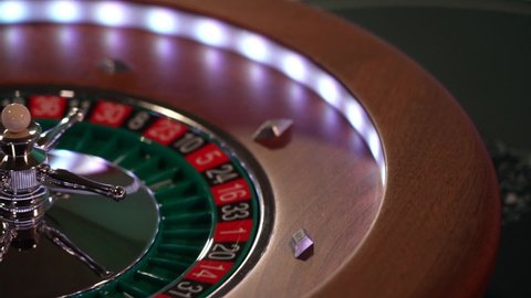 Slow motion Roulette wheel close up at the Casino - Selective Focus