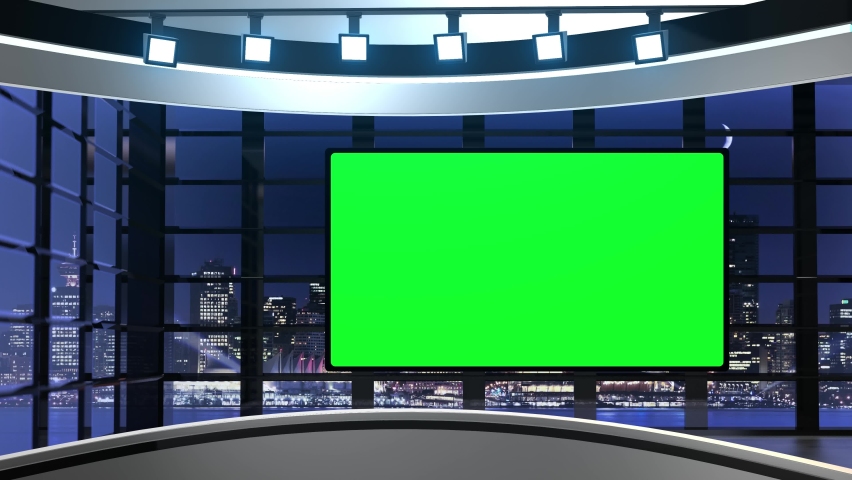 News Tv Studio Set 15 Virtual Green Screen Background Loop Stock Images