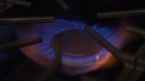 Gas Ring Stove With Blue Flame in Slow Motion 180fps
