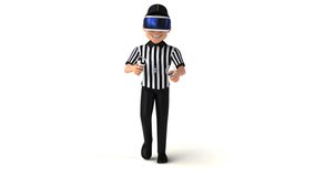 Fun 3D cartoon referee with a VR helmet