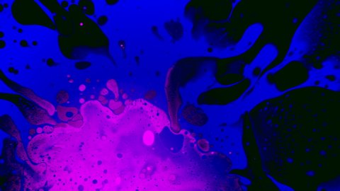 Abstract background, fantastic structure of bubbles. Scientific experiment, chemical reactions. Chaotic motion, bubble flow expansion in 4k. Psychedelic liquid light show, ink patterns in water + oil. Adlı Stok Video