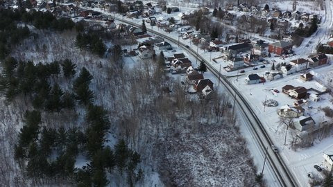 Aerial view of Sudbury Ontario Canada after a fresh snowfall